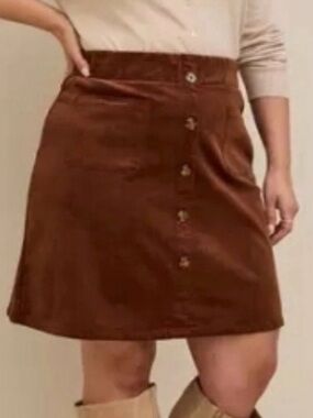 Torrid Women's Plus Size 2 Corduroy Button Front Mini Skirt With Pockets Brown